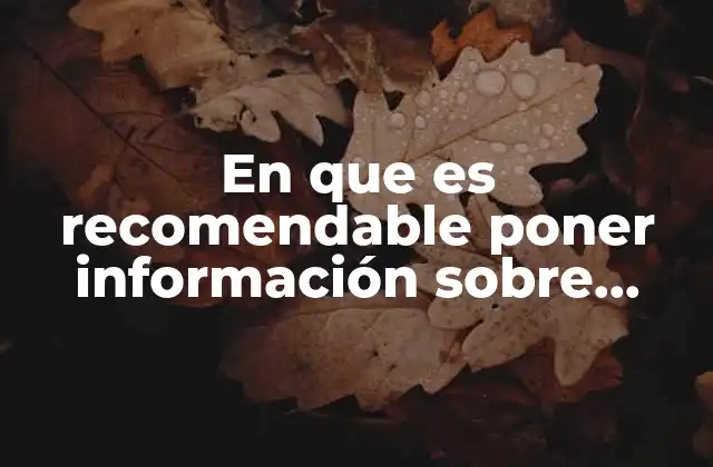 En que es Recomendable Poner Información sobre Elmundo