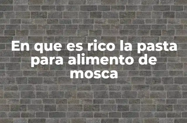 En que es Rico la Pasta para Alimento de Mosca