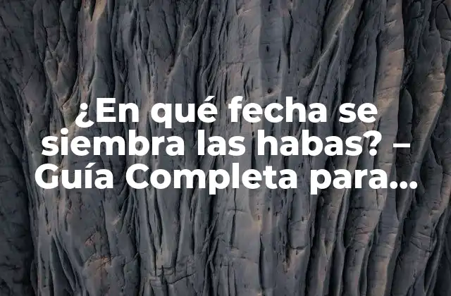 ¿en Qué Fecha Se Siembra las Habas? – Guía Completa para Cultivar Haba