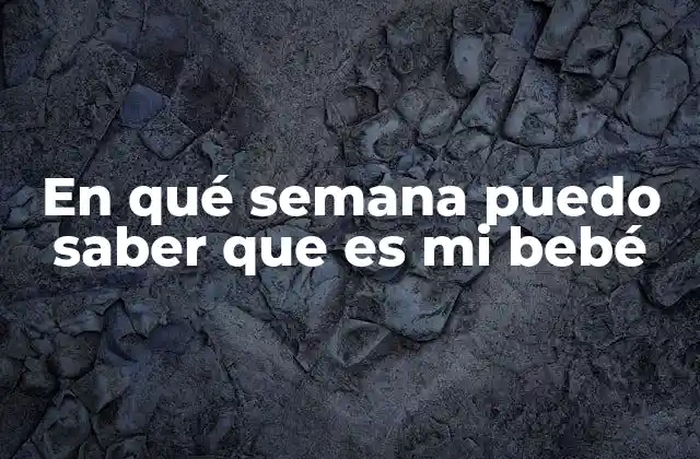 En Qué Semana Puedo Saber que es Mi Bebé