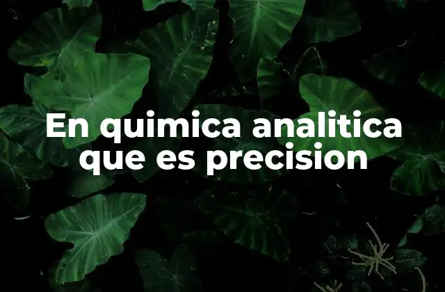 En Quimica Analitica que es Precision