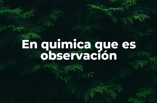 En Quimica que es Observación