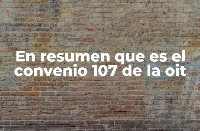 En Resumen que es el Convenio 107 de la Oit