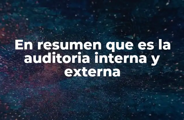 En Resumen que es la Auditoria Interna y Externa