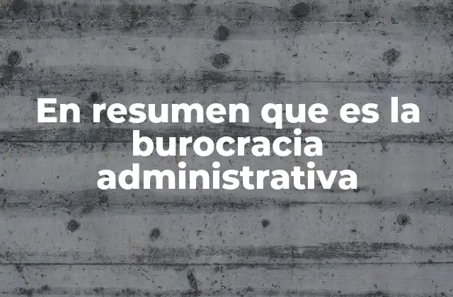 En Resumen que es la Burocracia Administrativa