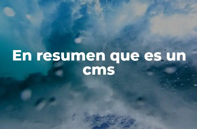 En Resumen que es un Cms