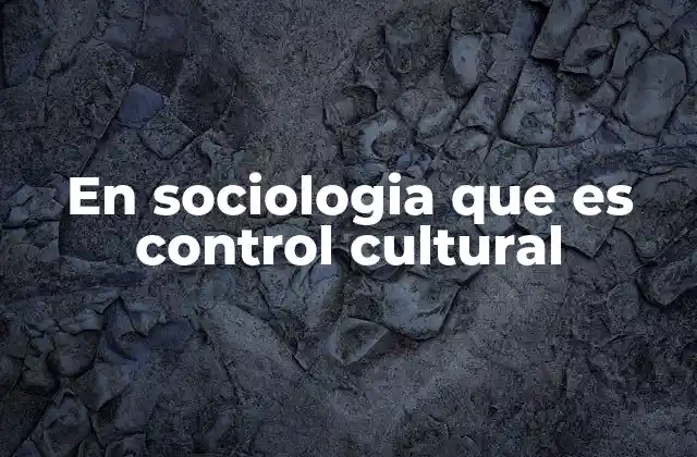 En Sociologia que es Control Cultural