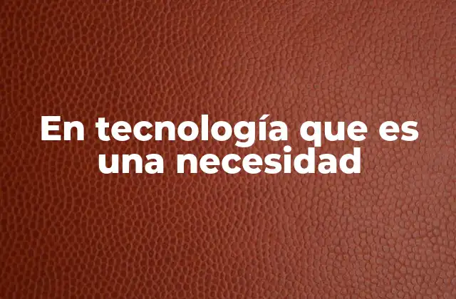 En Tecnología que es una Necesidad