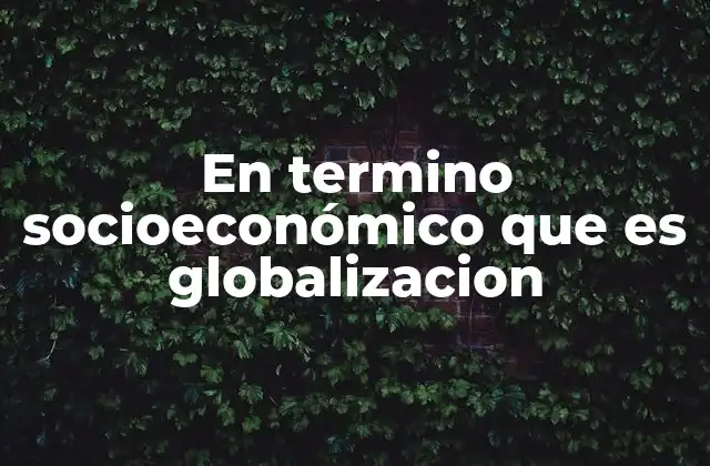 En Termino Socioeconómico que es Globalizacion