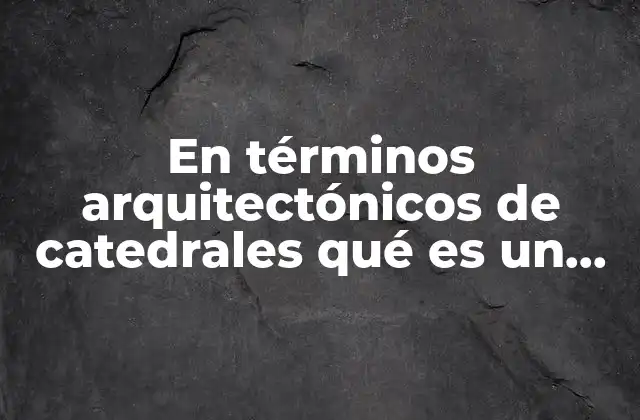 En Términos Arquitectónicos de Catedrales Qué es un Nave
