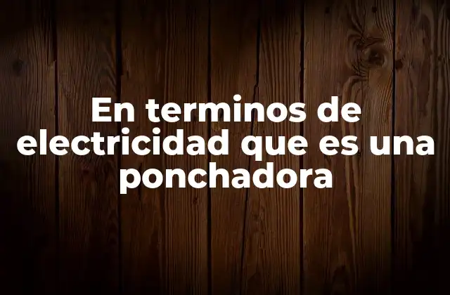 En Terminos de Electricidad que es una Ponchadora