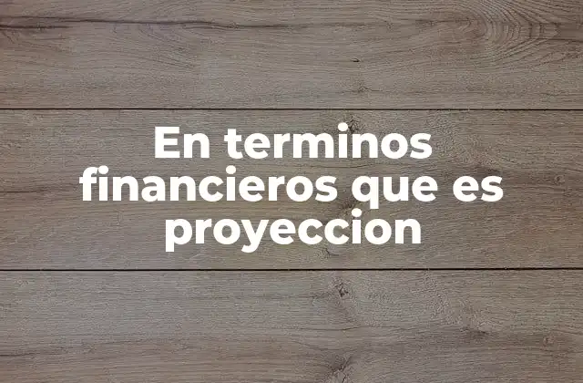 En Terminos Financieros que es Proyeccion