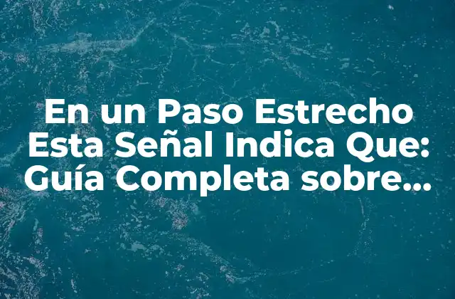 En un Paso Estrecho Esta Señal Indica Que: Guía Completa sobre Señales de Tráfico