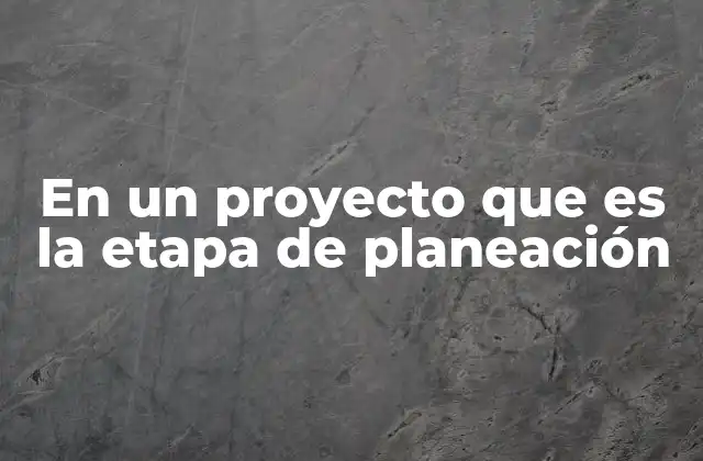 En un Proyecto que es la Etapa de Planeación