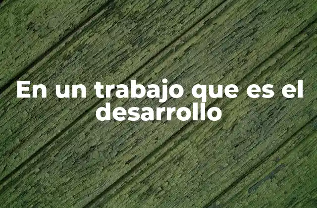 En un Trabajo que es el Desarrollo