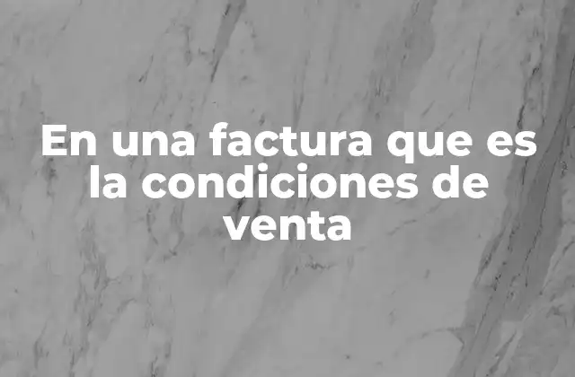 En una Factura que es la Condiciones de Venta 2 La importancia de incluir condiciones claras en la factura