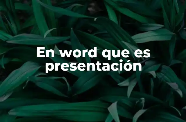 En Word que es Presentación