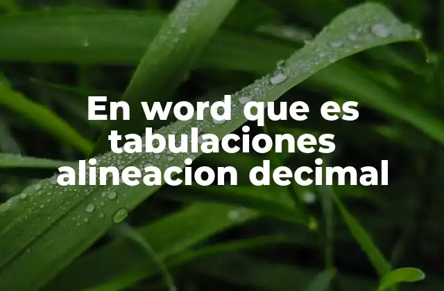 En Word que es Tabulaciones Alineacion Decimal