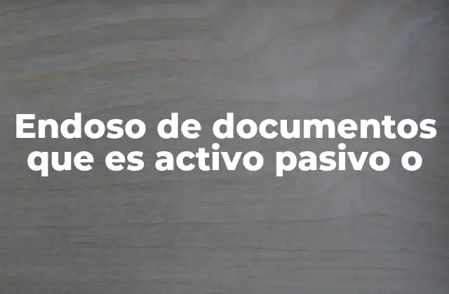 Endoso de Documentos que es Activo Pasivo o
