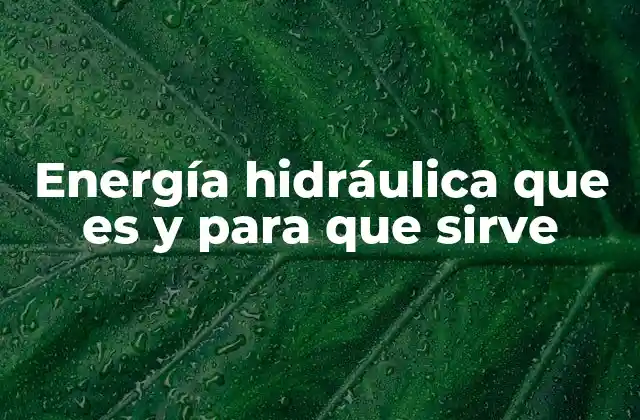 Energía Hidráulica que es y para que Sirve