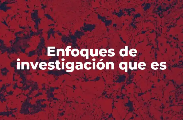 Enfoques de Investigación que es