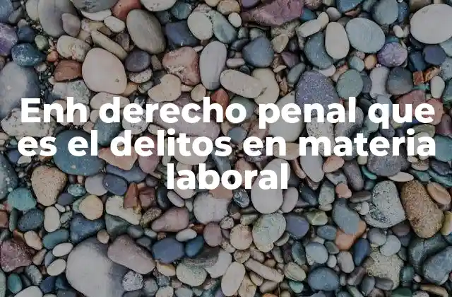 Enh Derecho Penal que es el Delitos en Materia Laboral