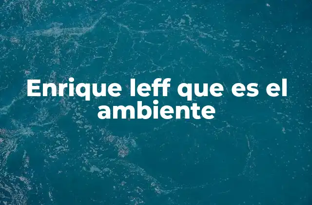 Enrique Leff que es el Ambiente