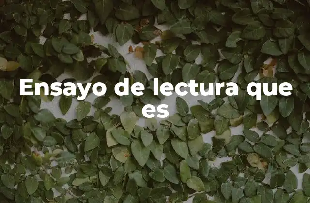 Ensayo de Lectura que es