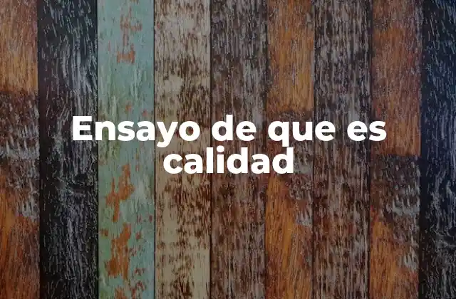 Ensayo de que es Calidad