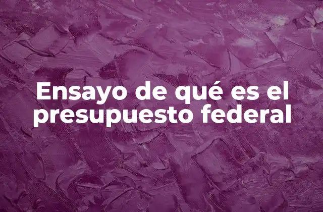 Ensayo de Qué es el Presupuesto Federal