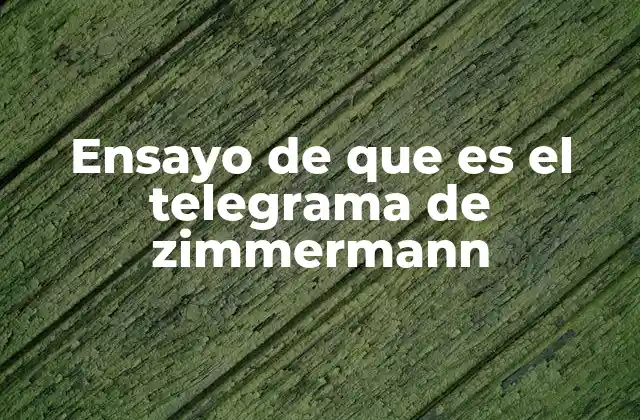Ensayo de que es el Telegrama de Zimmermann