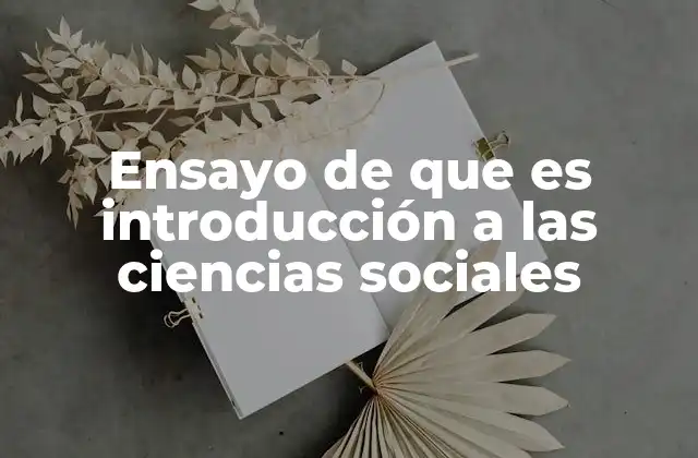 Ensayo de que es Introducción a las Ciencias Sociales