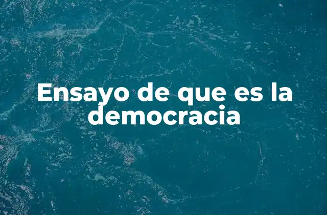 Ensayo de que es la Democracia