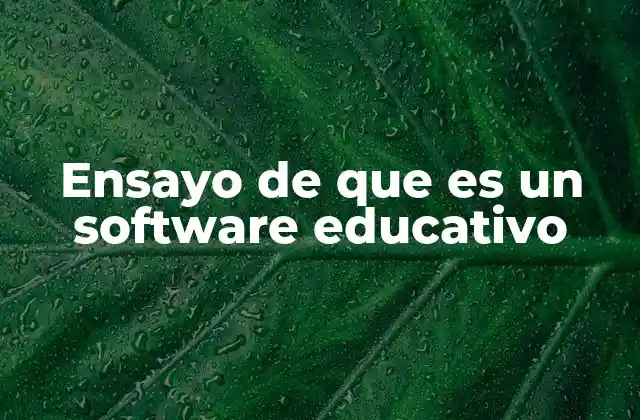 Ensayo de que es un Software Educativo