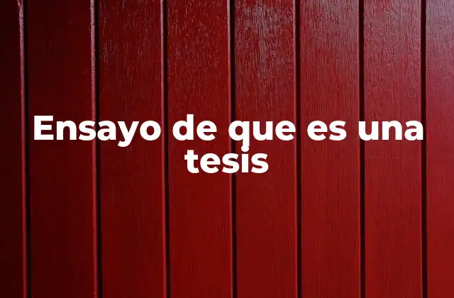 Ensayo de que es una Tesis