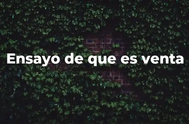 Ensayo de que es Venta