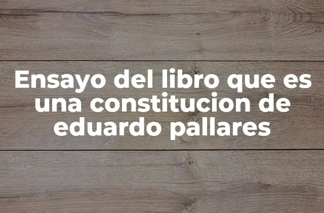 Ensayo Del Libro que es una Constitucion de Eduardo Pallares