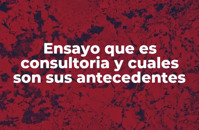 Ensayo que es Consultoria y Cuales Son Sus Antecedentes