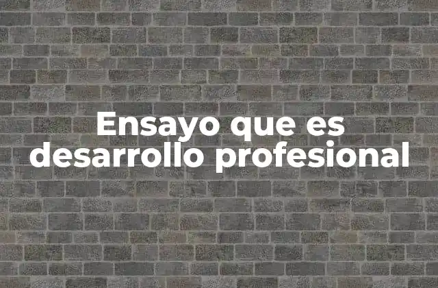 Ensayo que es Desarrollo Profesional