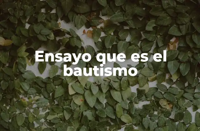 Ensayo que es el Bautismo