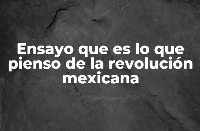 Ensayo que es Lo que Pienso de la Revolución Mexicana