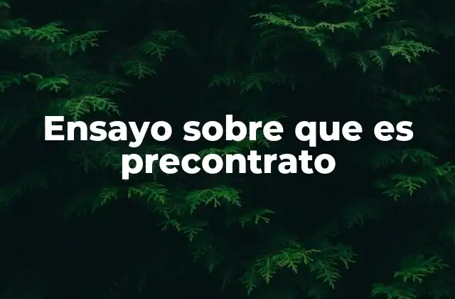 Ensayo sobre que es Precontrato