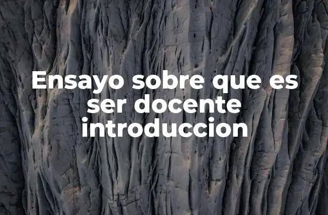 Ensayo sobre que es Ser Docente Introduccion