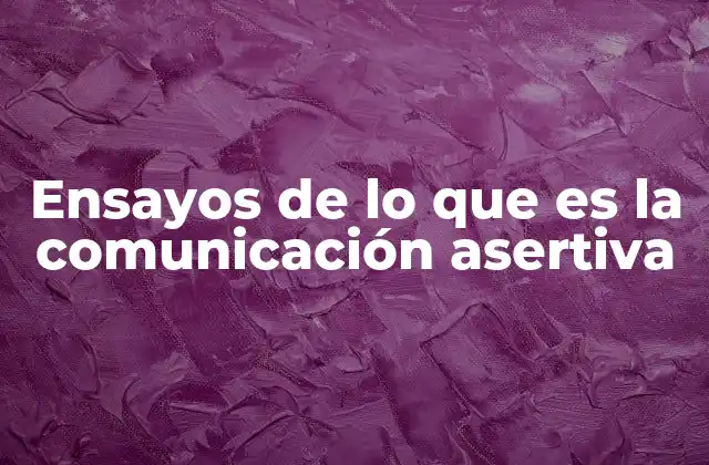 Ensayos de Lo que es la Comunicación Asertiva
