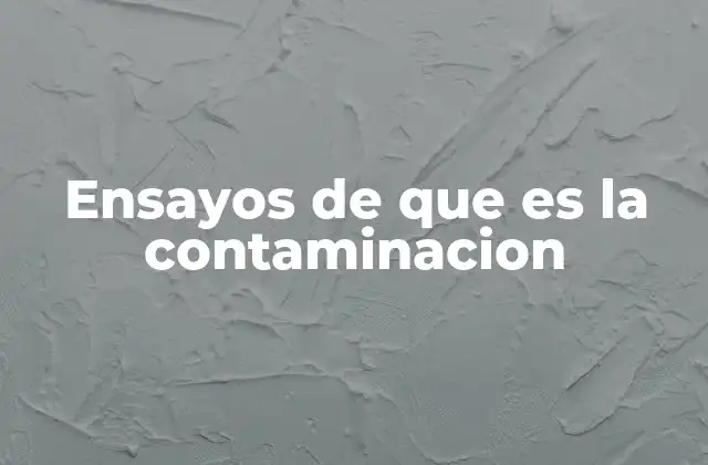 Ensayos de que es la Contaminacion