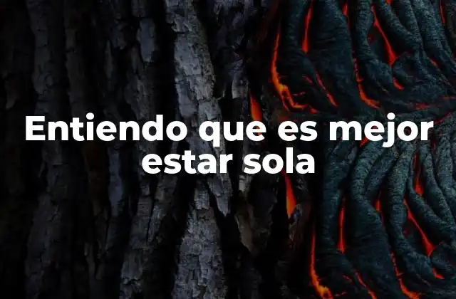 Entiendo que es Mejor Estar Sola