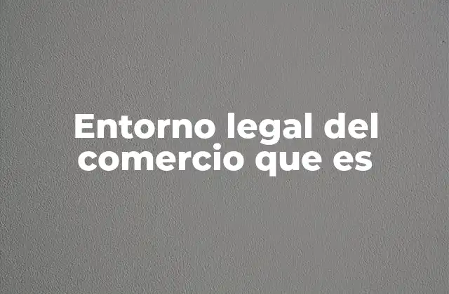 Entorno Legal Del Comercio que es