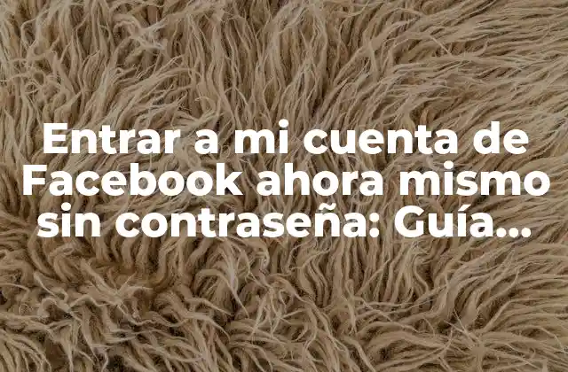Entrar a Mi Cuenta de Facebook Ahora Mismo sin Contraseña: Guía Práctica