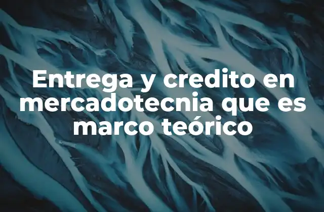 Entrega y Credito en Mercadotecnia que es Marco Teórico