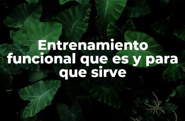 Entrenamiento Funcional que es y para que Sirve